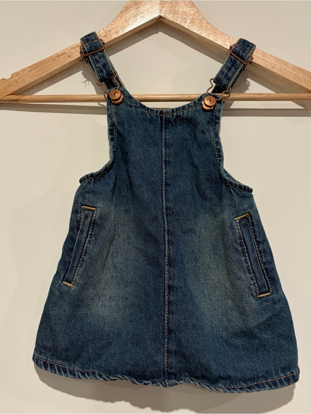 Wonder Nation Denim Pinafore Overall Jumper Dress Medium Wash Baby 12M